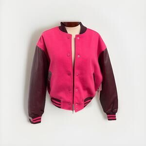 Good American Varsity Jacket XXS XS NEW Pink College Preppy Letterman $195